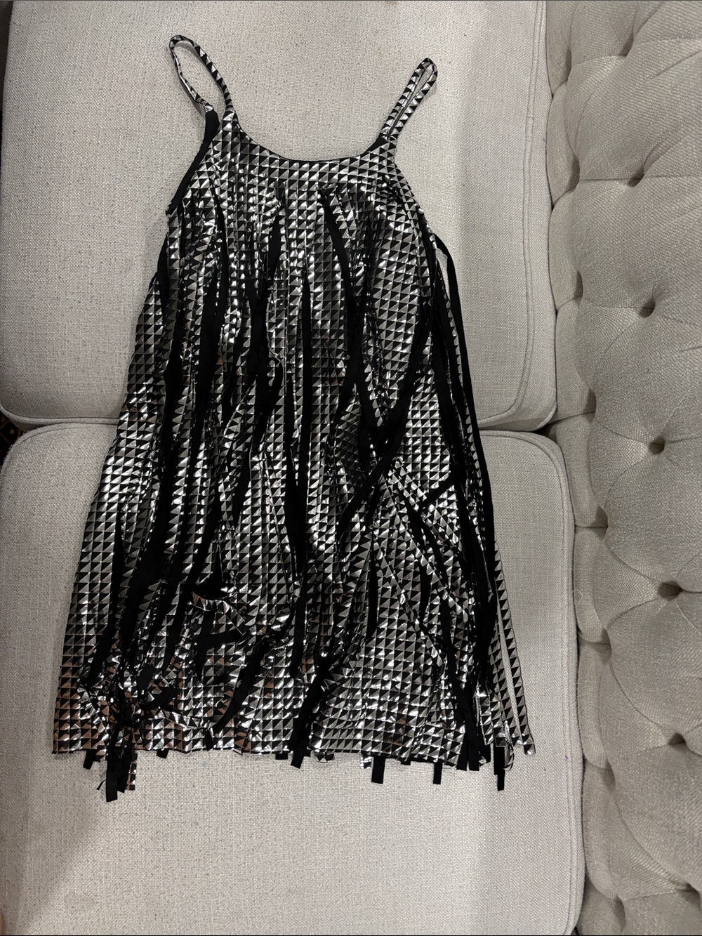 Girls' Sparkle Fringe Party Dress - Black & Silver